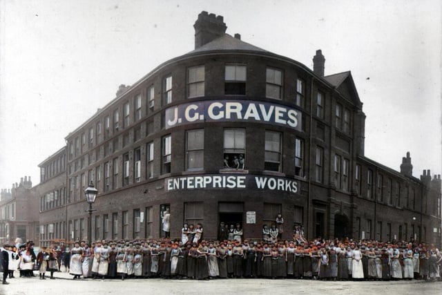 Employees outside J.G. Graves Ltd., Enterprise Works, c. 1900