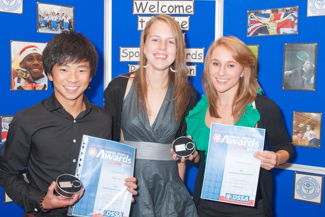 Former Highfields School pupil Rebecca Hinchley and current pupils Sam Mak and Emma Erskine all claimed trophies at Derbyshire Schools' Sports Association's  ceremony at Chesterfield Football Club.