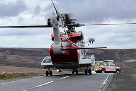 The casualty was airlifted to a waiting ambulance. Credit: Glossop MRT