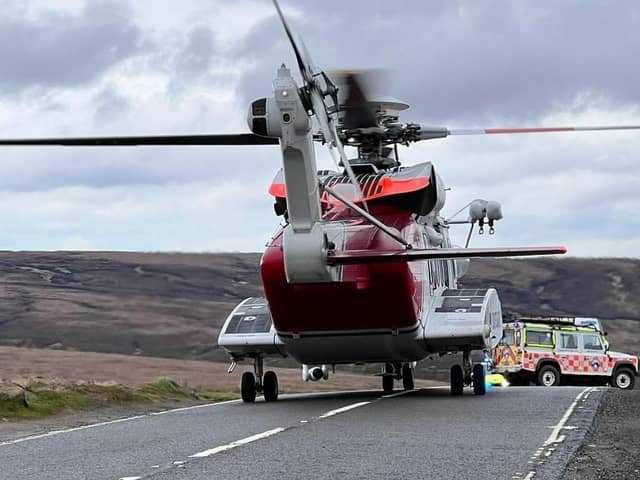 The casualty was airlifted to a waiting ambulance. Credit: Glossop MRT