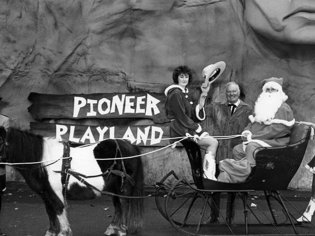 Santa arriving at Pioneer Playland, December 1990, do you remember this?