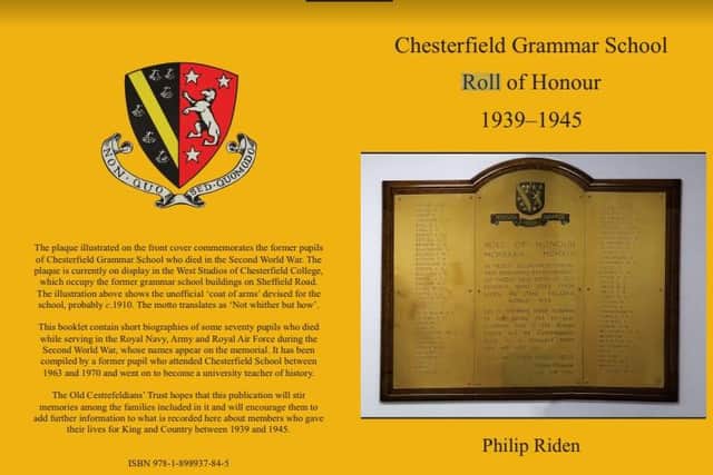 The cover of Philip Riden's book, which will be launched at the Old Cestrefeldians' Trust remembrance service on November 11, 2021.