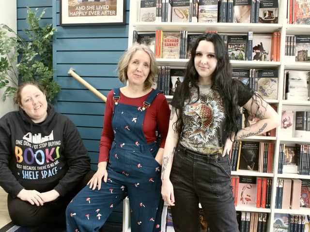 Megan, Louisa and Mia at 2nd Chapter book shop, Matlock