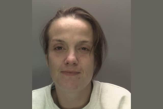 Hames, 33, was jailed for 52 weeks after she assaulted two police officers at Derby railway station.
She had been identified as having assaulted a member of the public on board a train service arriving at the station.
While being arrested she kicked an officer in the shoulder and bit them on the hand. 
She bit the second officer on the calf and kicked him in the genitals.