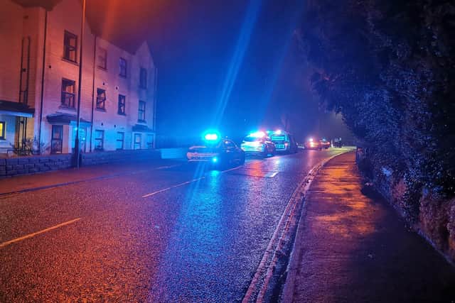 Police say a crash which closed a Derbyshire road and involved a motorbike was 'serious’. Image: Derbyshire RPU, via Twitter.