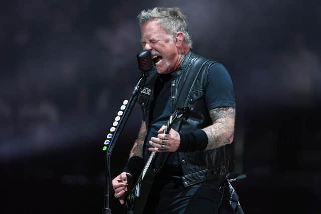 The real Metallica on stage. Pictured is singer/guitarist James Hetfield performing in Las Vegas in 2018.