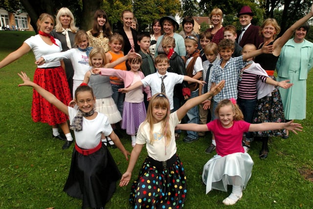 Some of the staff and pupils in 1950's dress back in 2005