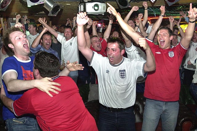 England v Argentina, 2002. Fans celebrating when the full time whistle blew