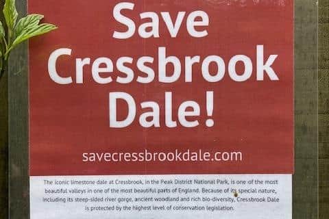 A Save Cressbrook Dale Sign Outlines The Peak District National Park'S Notice At Cressbrook Dale, Derbyshire