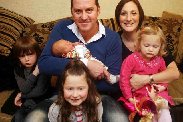 Dad delivered a  baby at North Wingfield in 2009 L-R, Solomon, Levi, Jay,Amelia, Emily and  Madeleine Ball.