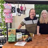 Tony and Carole Foster run Barkworthy Dog Emporium in Theatre Yard, Chesterfield, which sells natural products, luxury toys and birthday boxes.