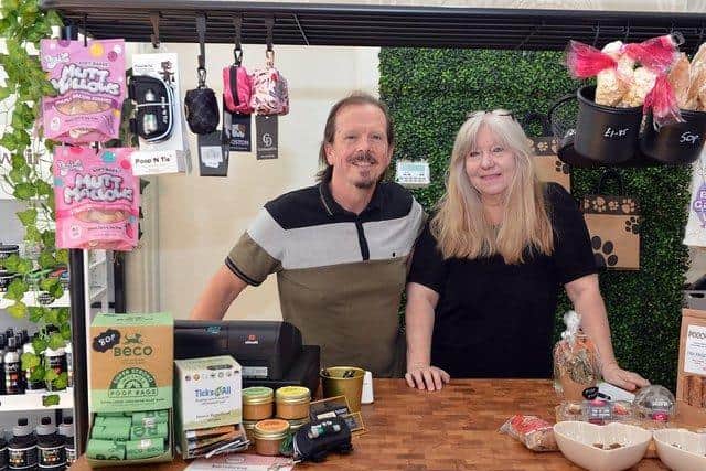 Tony and Carole Foster run Barkworthy Dog Emporium in Theatre Yard, Chesterfield, which sells natural products, luxury toys and birthday boxes.