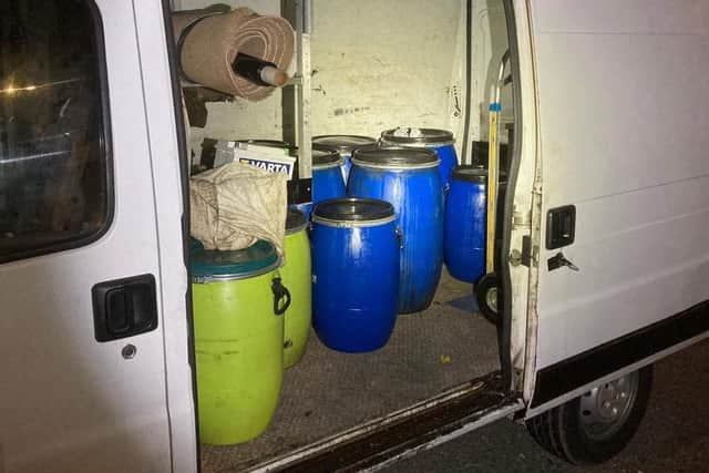 This photo was taken after officers stopped a van on the M1 and arrested two people on suspicion of stealing cooking oil in November 2021.