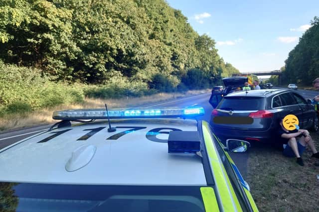 The driver was arrested on suspicion of multiple offences.