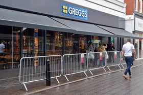 Greggs reopens in Chesterfield after lockdown restrictions are eased.
