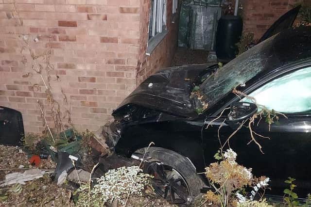 The Audi car crashed into a property in Hilcote (Image: North East Derbyshire Response)