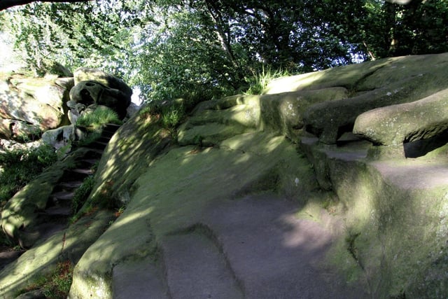 The Rowter Rocks at Birchover have caves, rooms, tunnels, steps and even an armchair carved into the stone. Victorian tourists were lead to believe these were the work of an ancient Druid community - but were carved by a local man some 300 years ago.