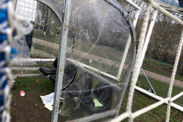 The dug-outs are in need of repairs after being damaged by vandals.