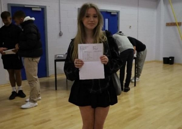 Sky Stacey smiled for a photo after opening her GCSE grades