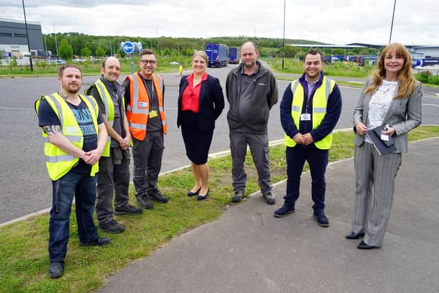 Businesses and community leaders are calling for a new bus route to serve an expanding industrial estate at Markham Vale. Pictured, meeting staff and business leaders is Coun Anne-Frances Hayes, right, with Ricky Peploe, Stephen Allen, Przemyslaw Pilarski, Sean Calladine, Izabella Edwards and Matt Kirby.