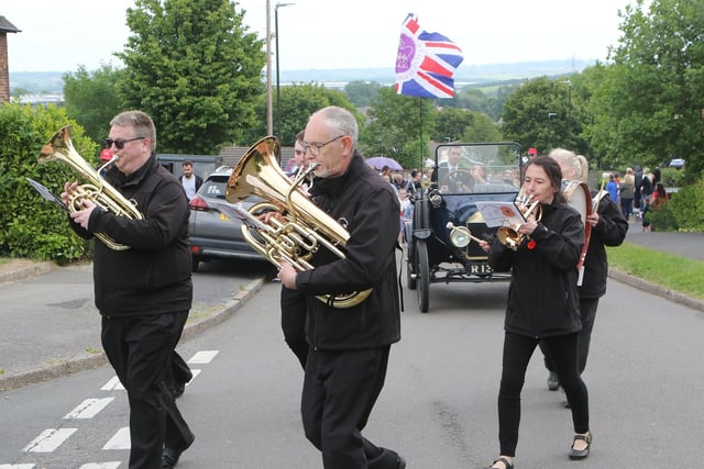 Jubilee, Inkersall Parade, Ireland Colliery Band lead the parade through the village