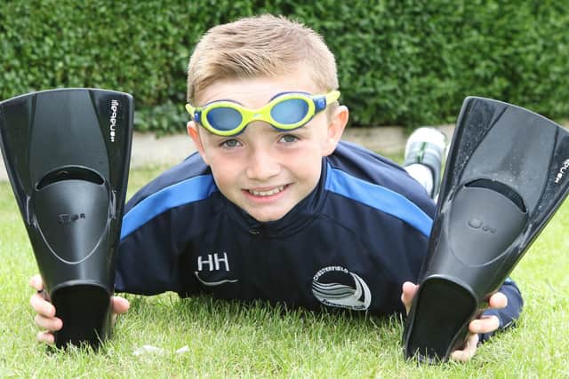Hayden Hudson, 11, will be swimming a total of 44 miles - the same distance to France and back - in aid of Diabetes UK
