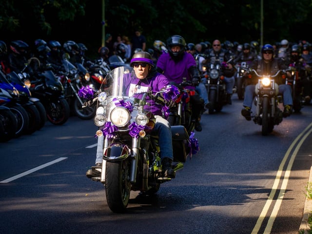 Hundreds of bikers on Middle Park Way following the horsedrawn carriage carrying the coffin of 16-year-old Louise Smith.  Picture: Habibur Rahman