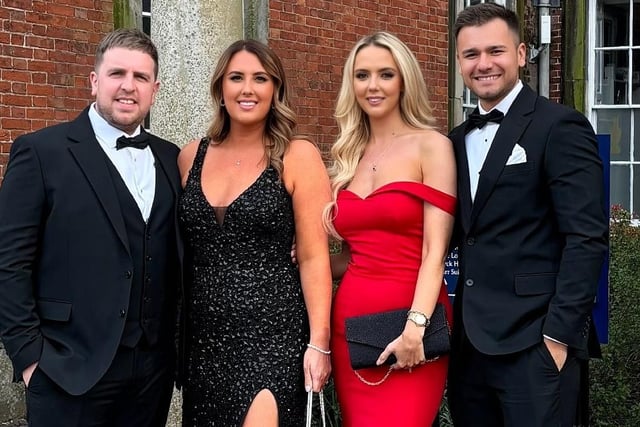 Laura Newbold with her husband Rob and Beth North with her partner Zac Barraclough at the regional awards ceremony at Colwick Hall, Nottingham.
