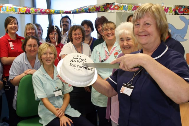 Sister Carol Morris retires from Chesterfield Royal Hospital Paediatric Clinic.