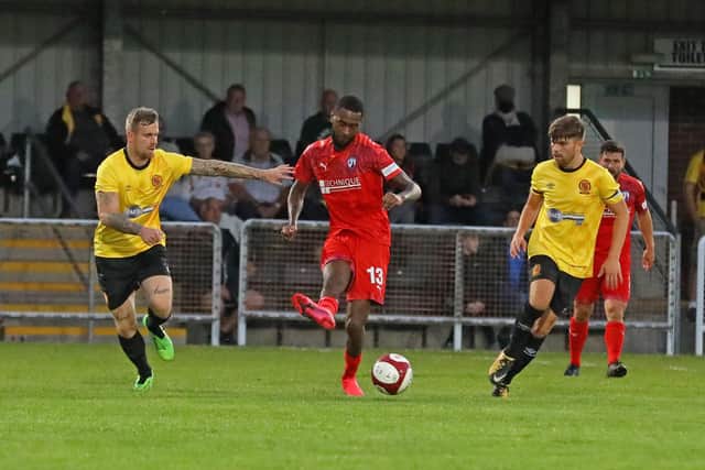 Milan Butterfield scored on his first appearance for Chesterfield against Belper Town last night. Picture: Tina Jenner.