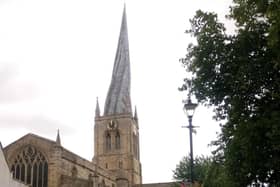 The world famous Chesterfield Crooked Spire. The students love to visit, climb the steps and listen to the stories about why the spire is crooked.