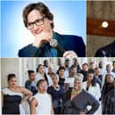 Ed Byrne (photo: Roslyn Gaunt), Anton Du Beke (photo: Raymond Gubbay Ltd) and The Kingdom Choir, (photo: Andrew Whitton), clockwise from top left, are among the entertainers in Live at Melbourne Hall during May 2022.