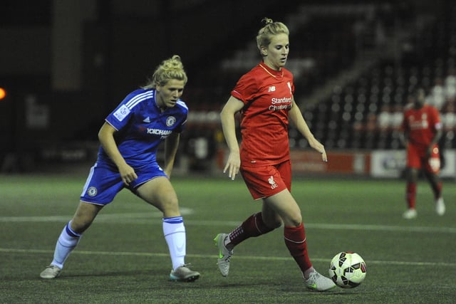 Bright in action for Chelsea against Liverpool's Natasha Dowie in 2015.