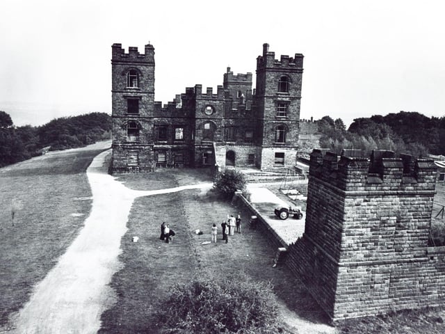 Riber Castle, Matlock, Derbyshire A helicopter piloted by British helicopter champion Captain Graham Taylor was used to do a photographic aerial survey of Riber Castle, Matlock. Picture shows aerial view of Riber Castle.  The building stands 650 ft above the Derwent Valley at Matlock, the grounds of which are used as a zoo - October 1978
