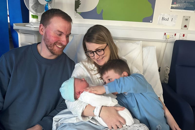 Baby Miles with parents Tom and Ainsley and big brother Monty