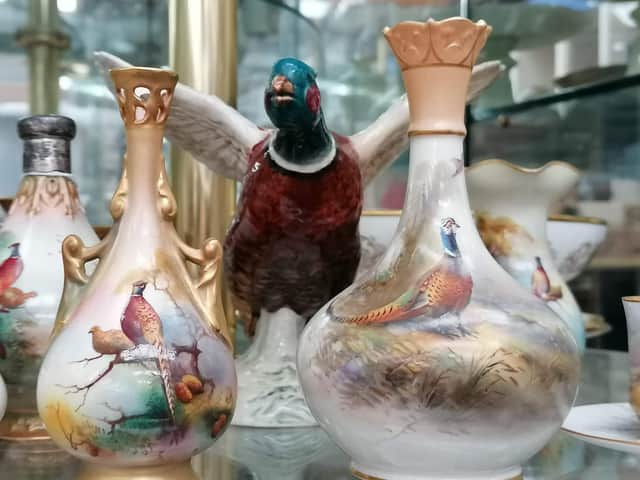 Items from the Royal Worcester pheasant themed collection which will be auctioned.