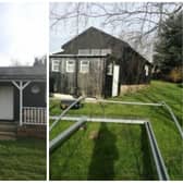 Front and rear views of the existing cricket pavilion at Windmill Lane, Hundall which is in a poor state of repair and no longer fit for purpose.