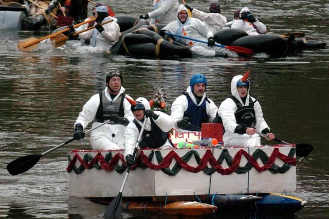 The raft event has been a Boxing Day tradition in Matlock Bath for 60 years.