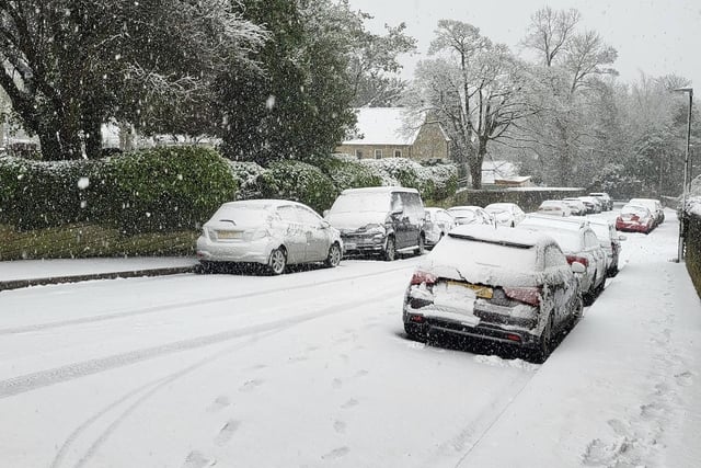 Smedley Street in Matlock was covered in a thick blanket of snow today.