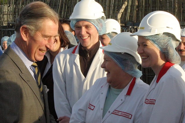 Prince Charles meets workers at the Matthew Walker factor in Heanor