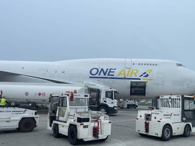 One Air's 747-400 aircraft at EMA