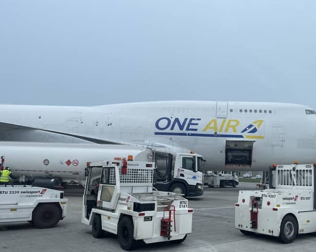 One Air's 747-400 aircraft at EMA