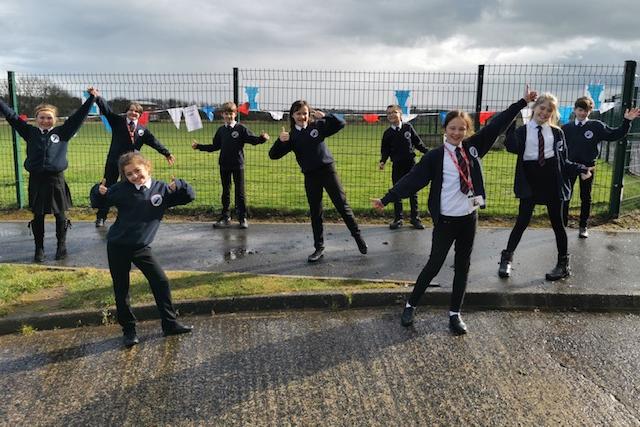 Flags were put out to welcome Seahouses Primary School pupils back.