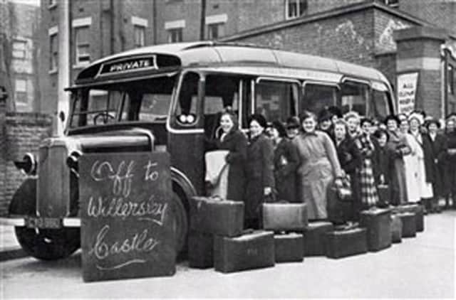 Mums-to-be from Clapton, London, board the coach to Willersley Castle.
