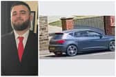 Derbyshire police have issued the picture ,on the right, of a car, the driver of which they hope to trace, who they think may have information about a crash, in which Jordan Sheehy died, pictured left. Pictures: Derbyshire Police