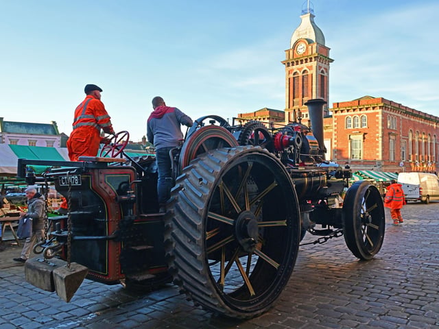 The historic engines finished their journey at the market square.