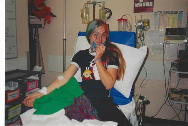 Bonfire night causes a 'deadly' combination of firewood smoke, cold air and viruses for asthmatics. Michelle Hicks (pictured in hospital following an asthma attack on the night three years ago), 48, from Derbyshire, was diagnosed with breathing pattern disorder, which doctors believe was brought on by the medical episode