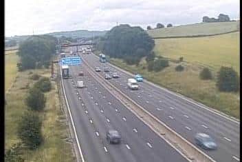 A lorry broke down on the M1 northbound between Junction 29 and 29A earlier this morning. Credit: Highways England.