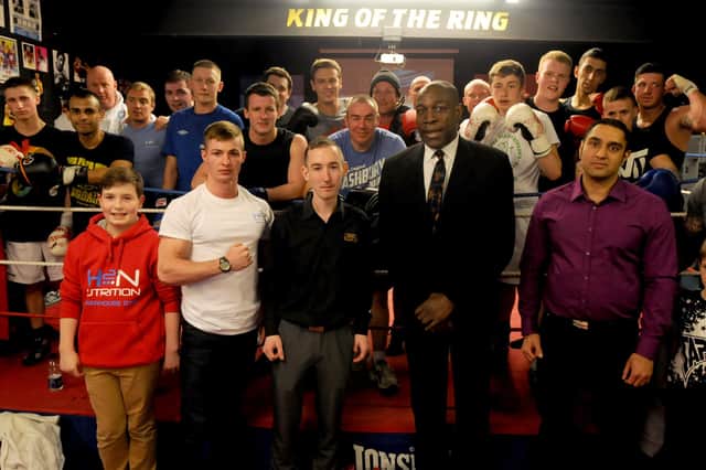 Former heavyweight boxing champ Frank Bruno visits Morgan Gym. Who remembers this from 2013?