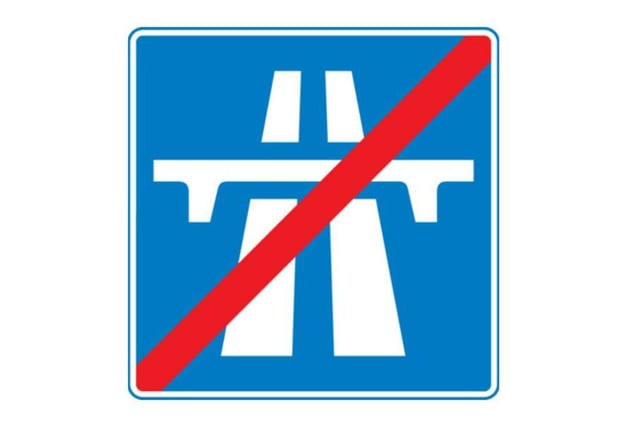 A. Motorway speed limits stop
B. Motorway rules do not apply
C. End of motorway
D. No motorways from this point